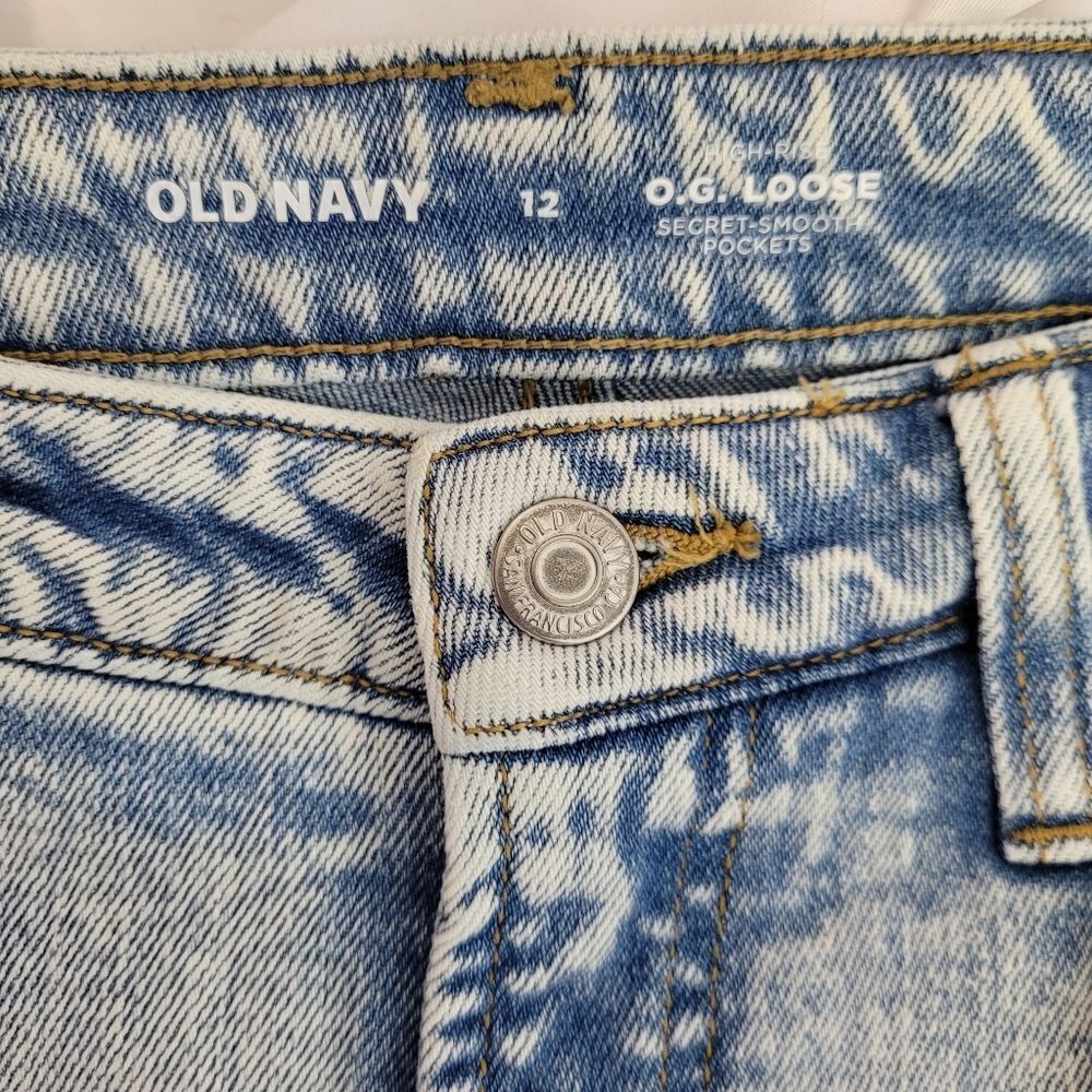 OLD NAVY high waist OG loose light wash stretch straight leg jeans 12 - Picture 5 of 9